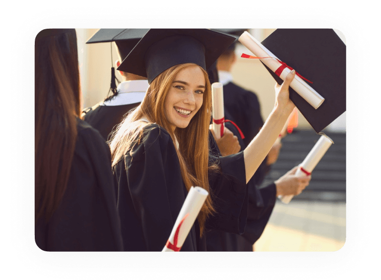 Graduation students representing the university management solution